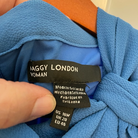 Maggie London Tie Neck Long Sleeve Fit and Flare Dress (plus size)  US 16 E - Picture 5 of 5